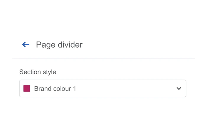 The same content organised with drop-in page dividers